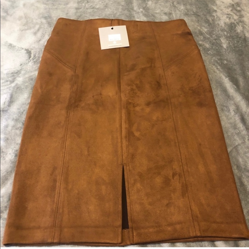 Suede camel colored skirt